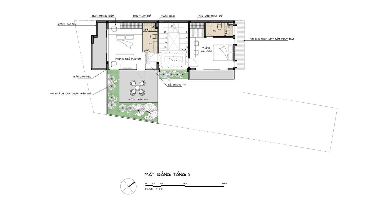 Mặt bằng tầng 1 của mẫu thiết kế nhà 3 tầng
