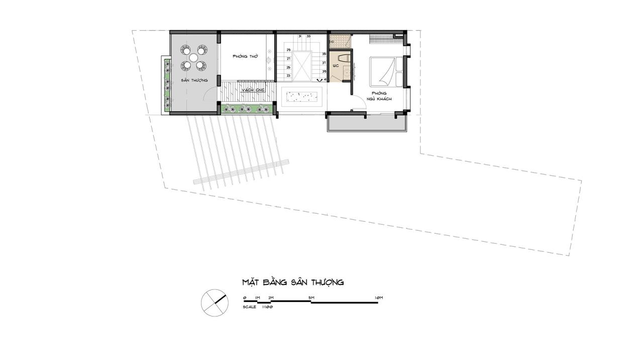 Mặt bằng tầng 3 của mẫu thiết kế nhà 3 tầng