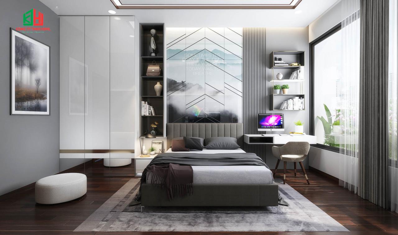 Phòng ngủ Master của mẫu thiết kế nhà hộp 3 tầng hiện đại (7)
