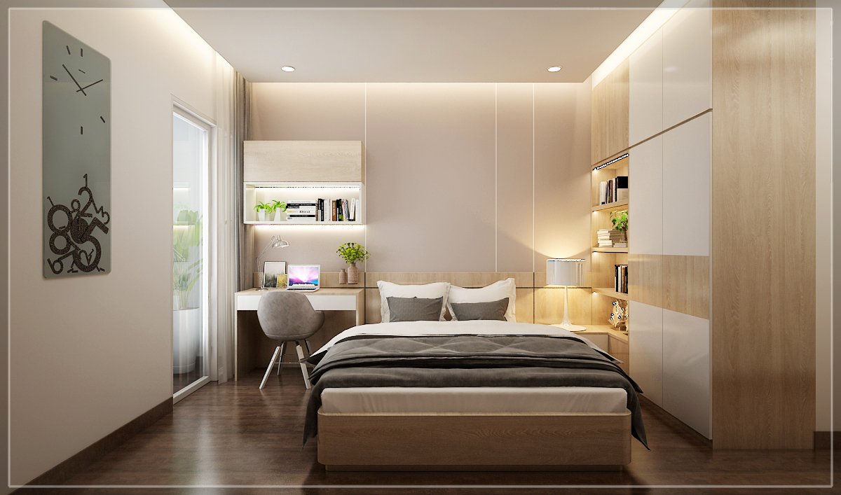 Thiết kế nội thất chung cư 2 phòng ngủ - Phòng ngủ 3