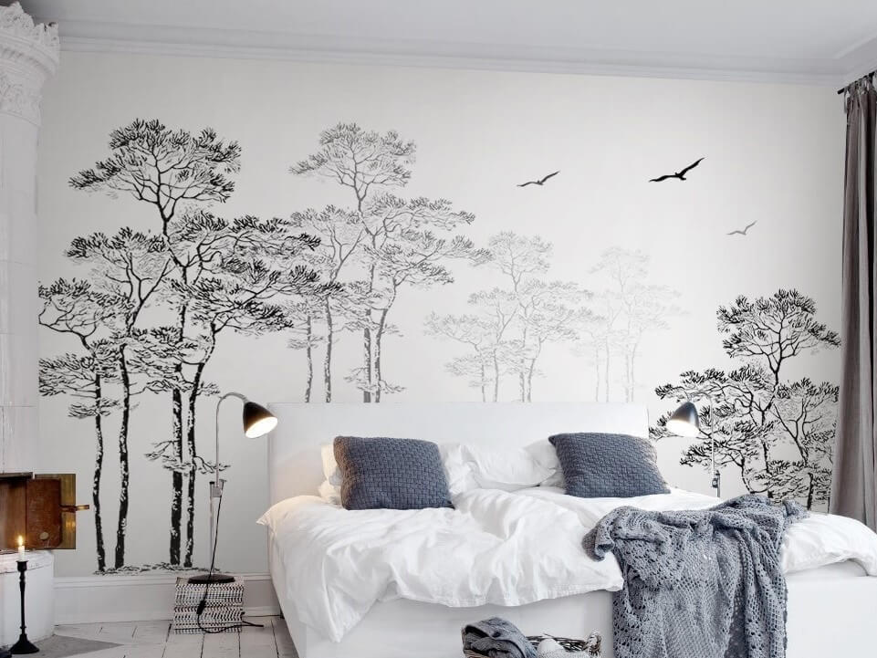 Giấy dán tường là một chất liệu đa dạng trong thiết kế thi công nội thất phòng ngủ