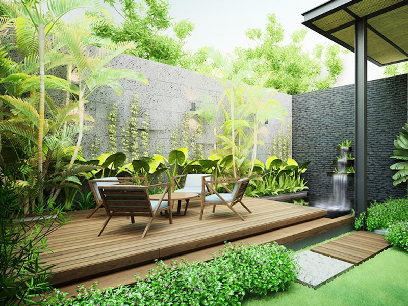 Thiết kế sân vườn giúp cân bằng không gian thoáng mát cho ngôi nhà